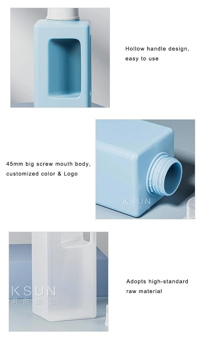 Custom Laundry Bottle Packaging Luxury 1.25L HDPE Square Plastic Clothes Washing Detergent Bottle with Pump