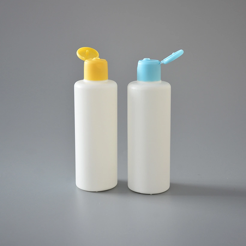 200ml Empty HDPE Lotion Squeeze Cosmetic Round White Color Plastic Bottles with Filp Top Cap