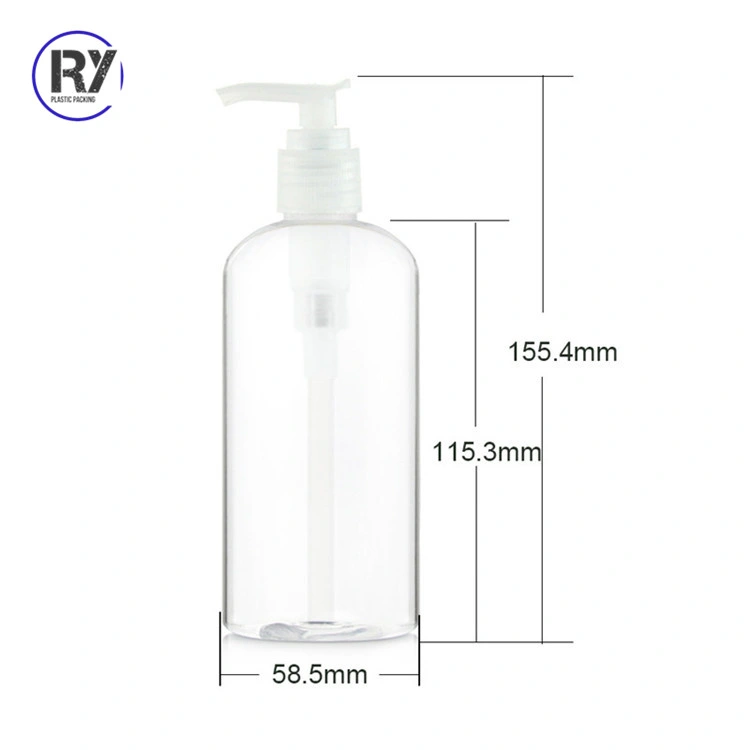 Wholesale 60ml 120ml 240ml 350ml 500ml 1000ml Pet Clear Round Plastic Boston Bottles with Pump Sprayer for Hand Soap Shampoo