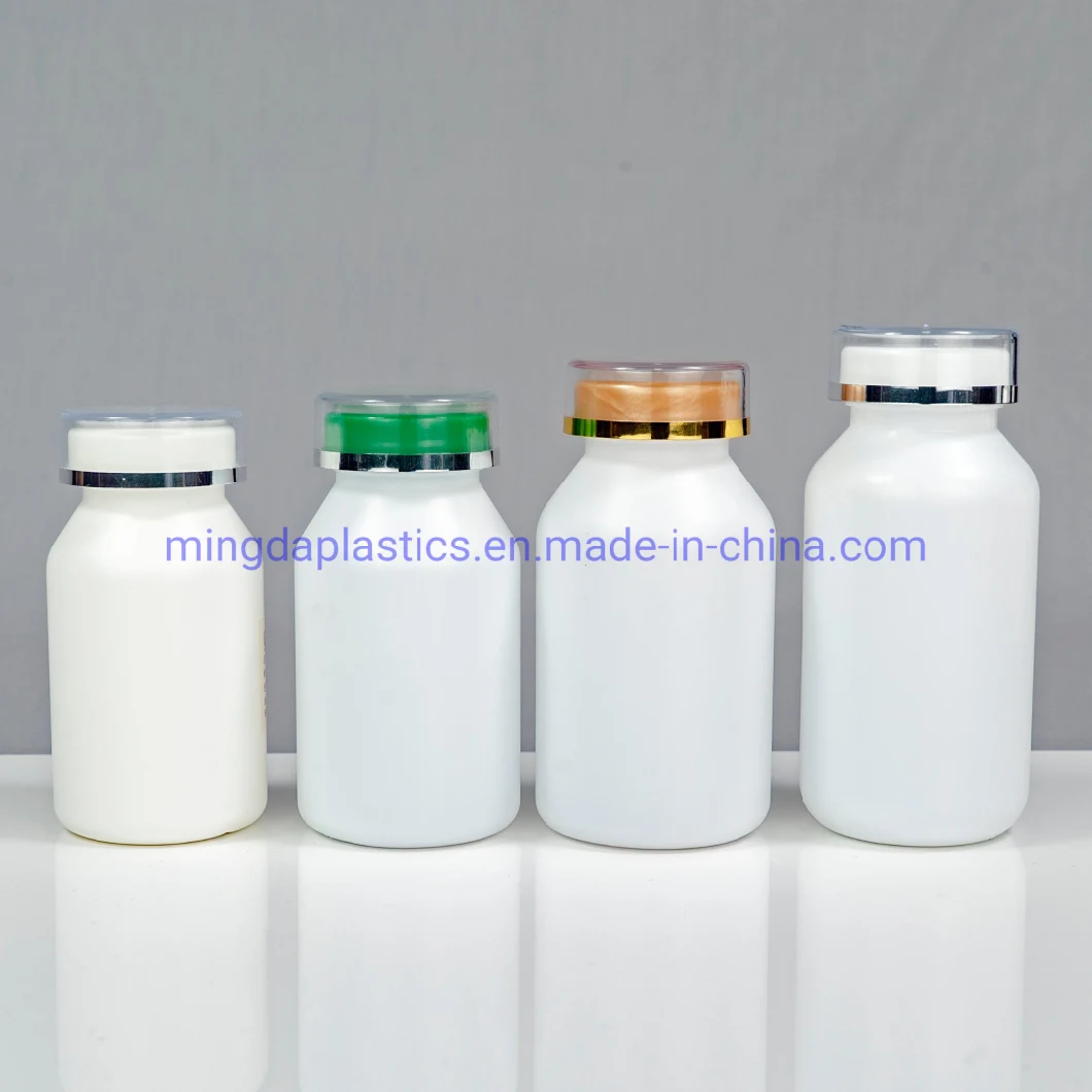 200ml Empty Plastic Pharma Grade HDPE Packaging Sloping Shoulder Clear Double Cap Round Medicine Bottle Factory