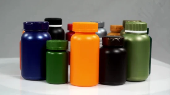 Couleur ronde de bouteille d'emballage en plastique de la pilule 200ml/comprimés/capsule/vitamine HDPE