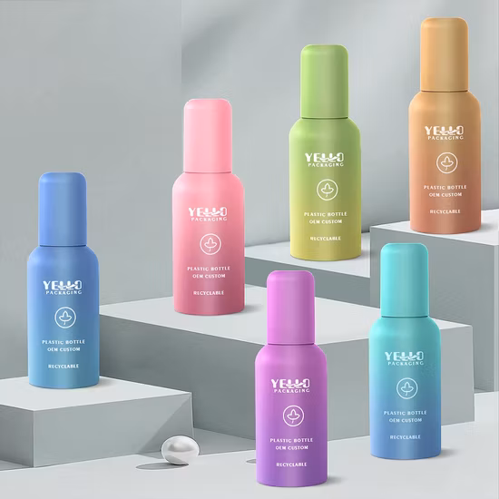 Rond mignon forme Eco Pet PCR recyclé marron Orange bleu 50 Ml 100 Ml 4 oz 8 Oz vide en plastique Rose vaporisateur d'eau bouteille de brouillard