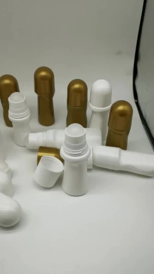 Petit pain cylindrique adapté aux besoins du client de parfum du plastique 50ml de HDPE sur la bouteille de déodorant de bouteille