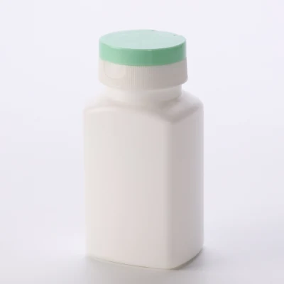 Bouteille en plastique carrée à capuchon vert HDPE 120 ml