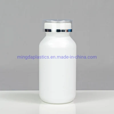 200 ml vide en plastique de qualité Pharma HDPE emballage épaule en pente clair Double bouchon rond médecine bouteille usine