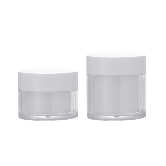 30g 50g bouteille en plastique de forme ronde pot de crème épais à double paroi transparente avec bouchon à vis pour emballage cosmétique