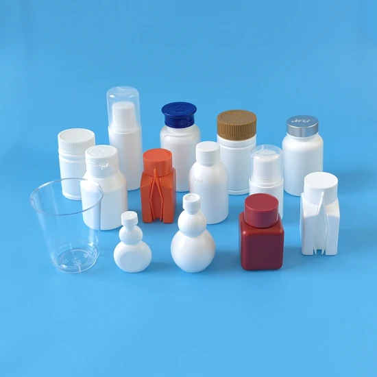 Bouteilles rondes pharmaceutiques en plastique HDPE approuvées CE/FDA avec intérieur pour comprimés/capsules