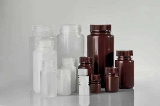 Consommables de laboratoire 1000ml HDPE bouche large couvercle à vis bouteilles de réactif en plastique blanc